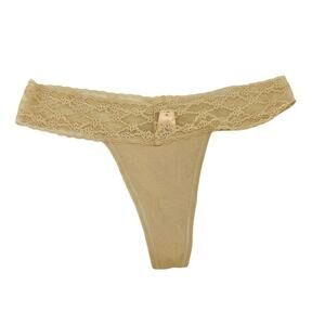 Victoria's Secret Lace Waist Thong Beige Buff Low Rise Thong  Womens Small